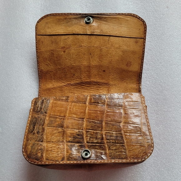 Vintage Late 1940s - 50s Genuine Crocodile Convertible Clutch Handbag - Picture 6 of 13